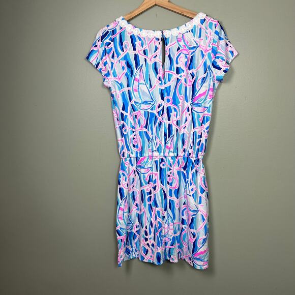 Lilly Pulitzer Reble Romper Skort Dress Reel Nauti Blue Pink Sailboat Mini Small - Picture 5 of 9